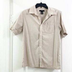 Calvin Klein Jeans tan plaid short sleeve button down shirt